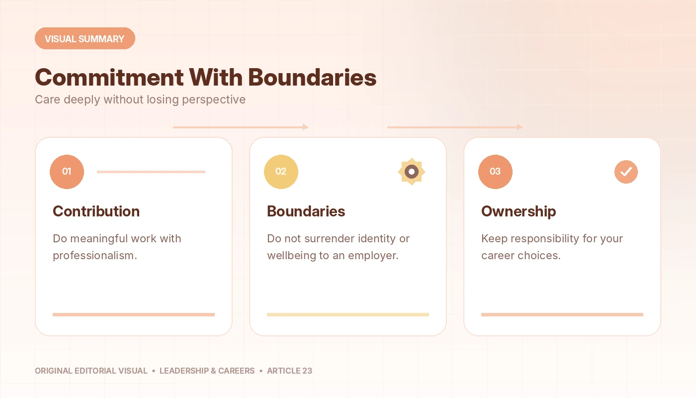 Visual summary of Never Love Your Company!!!, connecting contribution, boundaries, ownership.