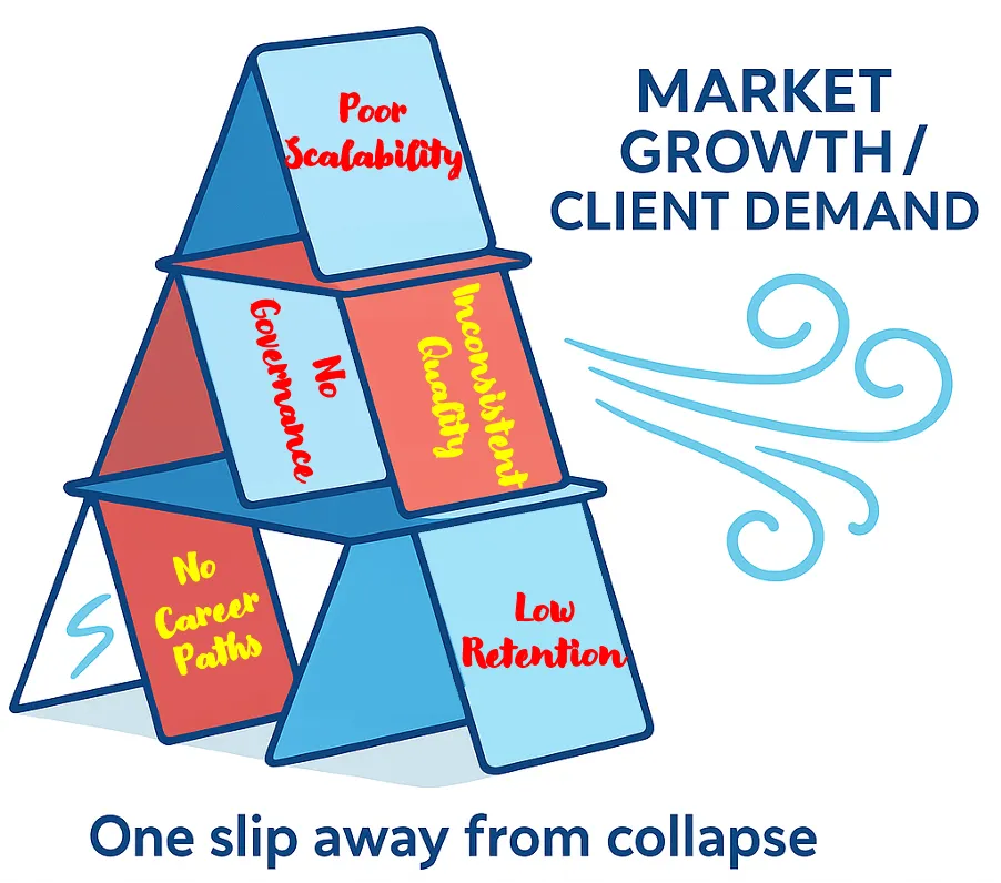 Figure 1: The Pre-Transition State – An unstable operational model built on a fragile staffing provider foundation.